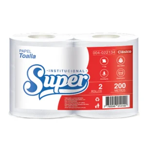 papel toalla rollo super blanco 2×200 mts